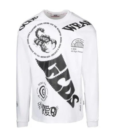 Gcds Graphic Long-sleeve T-shirt In White