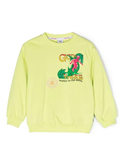 Gcds Kids' Graphic-print Cotton Sweatshirt In Green