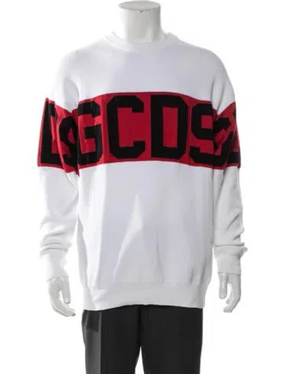 Pre-owned Gcds Graphic Print Crew Neck Pullover In White