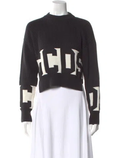 Pre-owned Gcds Graphic Print Crew Neck Sweater In Black