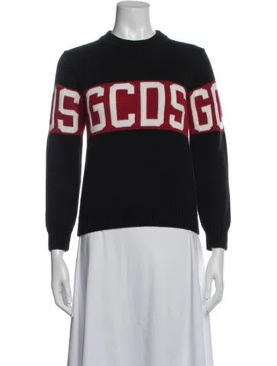 Pre-owned Gcds Graphic Print Crew Neck Sweater In Blue
