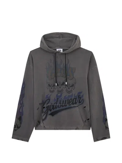 Gcds Graphic-print Hoodie In Gray