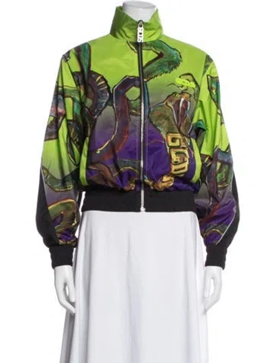 Pre-owned Gcds Graphic Print Jacket In Green