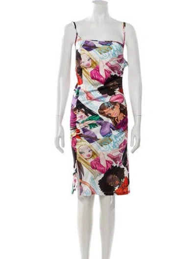 Pre-owned Gcds Graphic Print Knee-length Dress In Green/pink/red