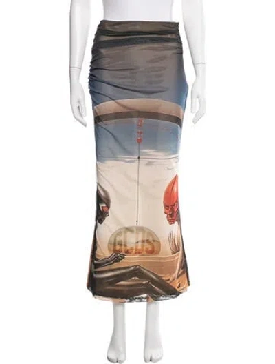Pre-owned Gcds Graphic Print Long Skirt In Multicolor