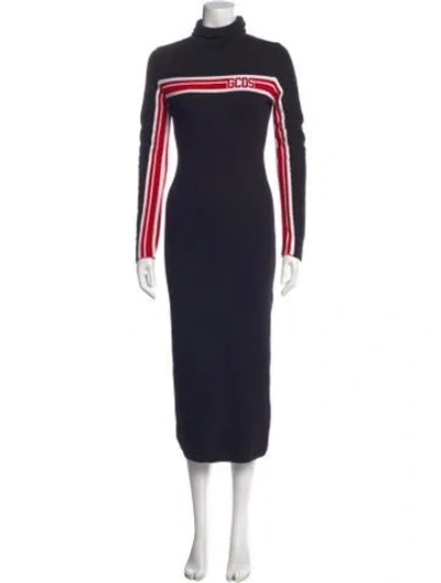 Pre-owned Gcds Graphic Print Midi Length Dress In Blue