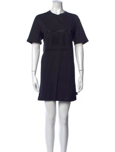 Pre-owned Gcds Graphic Print Mini Dress In Blue