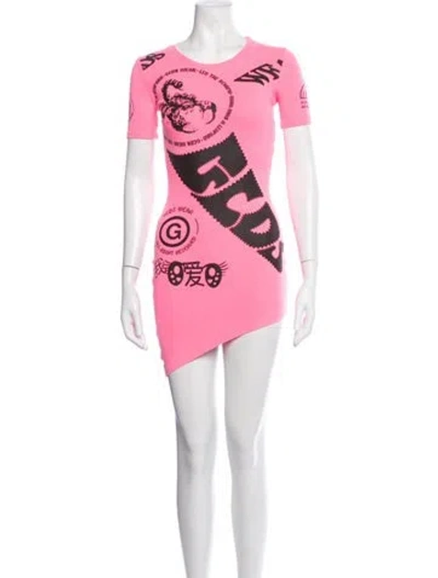 Pre-owned Gcds Graphic Print Mini Dress In Pink