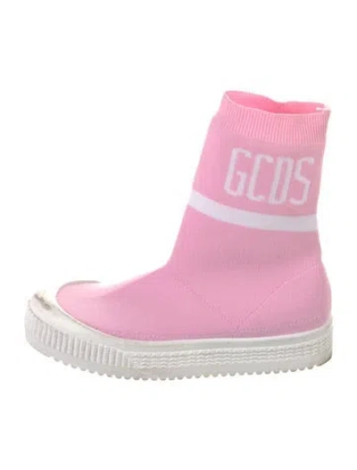 Pre-owned Gcds Graphic Print Sock Boots In Pink