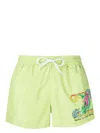 Gcds Graphic-print Swim Shorts In Green