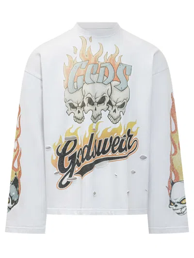 Gcds Graphic Print T-shirt In White