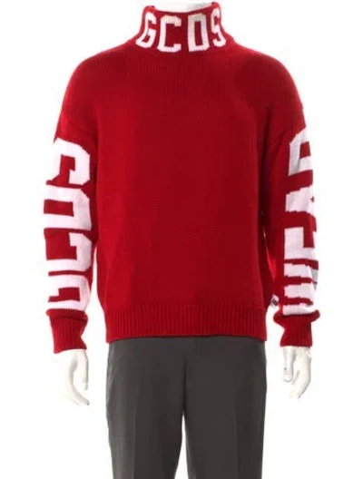 Pre-owned Gcds Graphic Print Turtleneck Pullover In Red