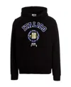 Gcds Graphic Printed Long-sleeved Hoodie In Black