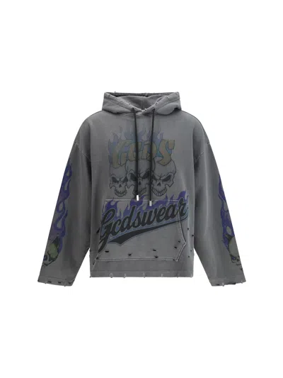 Gcds Graphic-print Distressed Sweatshirt In Gray