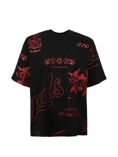 Gcds Graphic-print T-shirt In Black