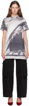 Gcds Gray & White Morso Tee Minidress In 09 Mix