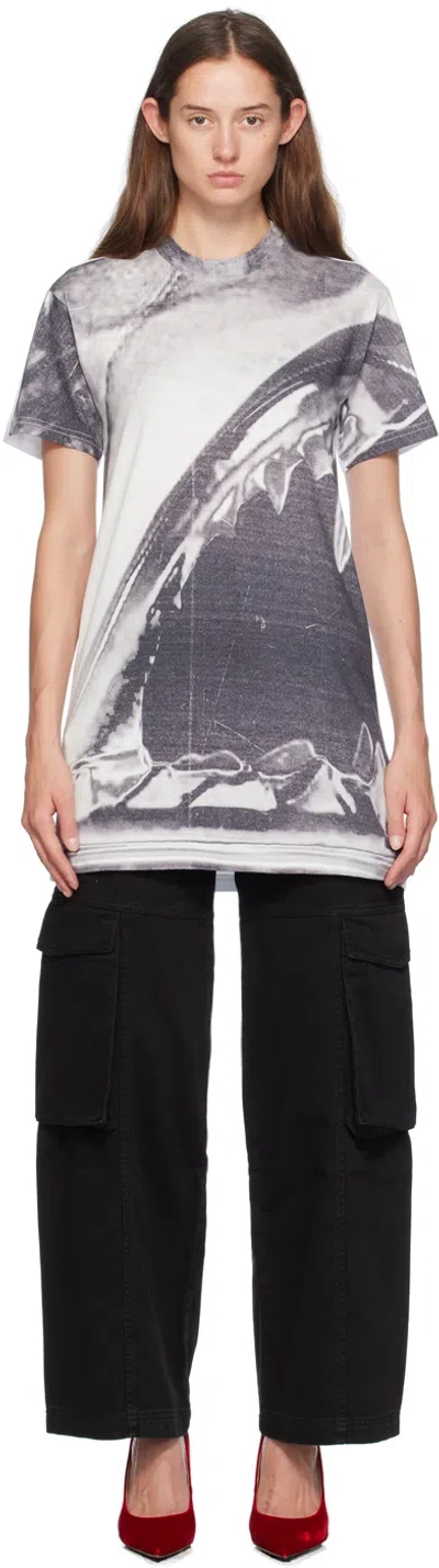 Gcds Gray & White Morso Tee Minidress In 09 Mix