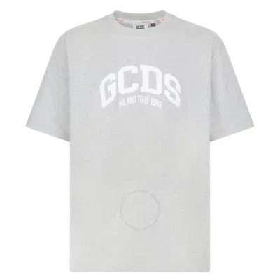 GCDS GCDS GREY LOGO LOUNGE COTTON T-SHIRT