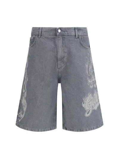 Gcds Grey Relaxed Logo Shorts