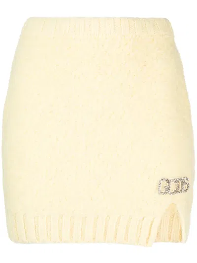 Gcds Hairy Logo-plaque Miniskirt In Yellow