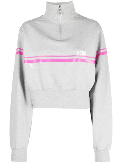 Gcds Half-zip Sweatshirt In Grey
