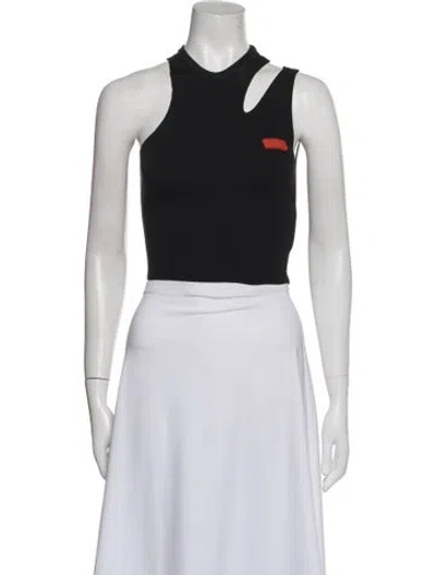 Pre-owned Gcds Halterneck Sleeveless Crop Top In Black