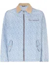 Gcds Monogram Denim Harrington Jacket In Blue