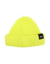 Gcds Logo-patch Ribbed Knit Beanie In Yellow