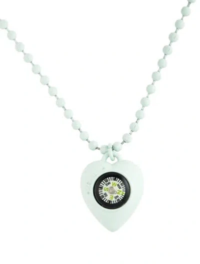 Pre-owned Gcds Heart Compass Pendant Necklace, 23" In Blue