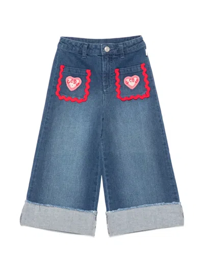 Gcds Kids' Heart-patch Jeans In Blue