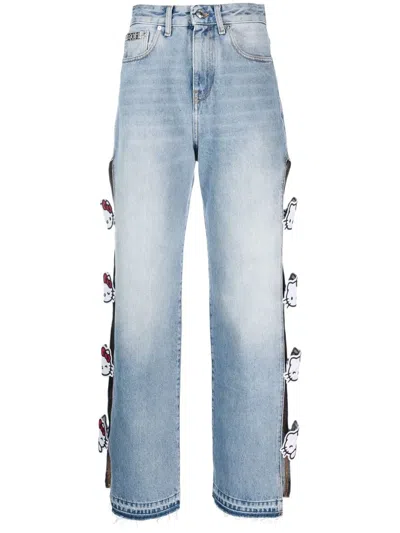 Gcds Hello Kitty Cut-out Jeans In Blau