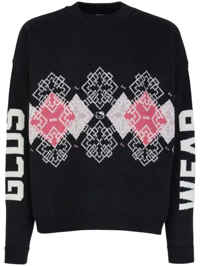 Gcds Hello Kitty-embellished Knitted Jumper In Black