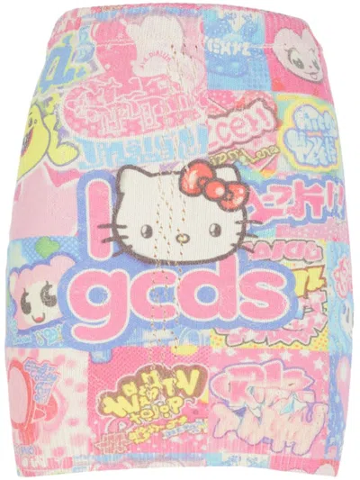 Gcds Hello Kitty Printed Mini Skirt In Pink