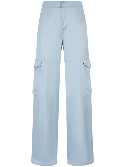 Gcds Satin Cargo Trousers Ultra Wide-leg In Blue