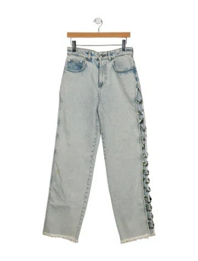 Pre-owned Gcds High-rise Straight Leg Jeans In Blue