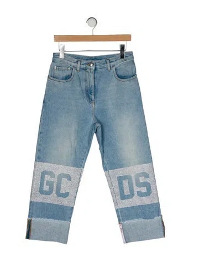Pre-owned Gcds High-rise Wide Leg Jeans In Blue