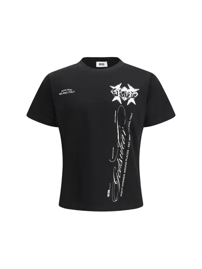 Gcds History Print Cotton T-shirt In Black