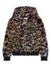 Gcds Hooded Animal-pattern Jacket In Brown