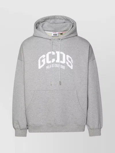 GCDS HOODED COTTON SWEATSHIRT KANGAROO POCKET