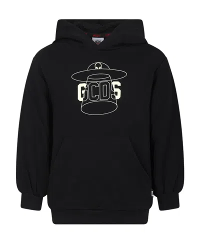 Gcds Hooded Long-sleeved Sweater In Black