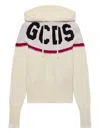 Gcds Cropped Hoodie With Logo And Hood In Metallic