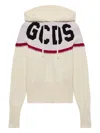 Gcds Cropped Hoodie With Logo And Hood In Metallic