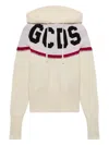 Gcds Cropped Hoodie With Logo And Hood In White