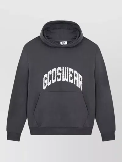 Gcds Hoodie Logo Rhinestones Kangaroo Pocket Ribbed In Multi
