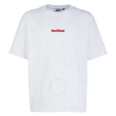 GCDS GCDS HOTLINE EMBROIDERED COTTON T-SHIRT