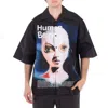 Gcds Human Being Printed Poplin Shirt In Black