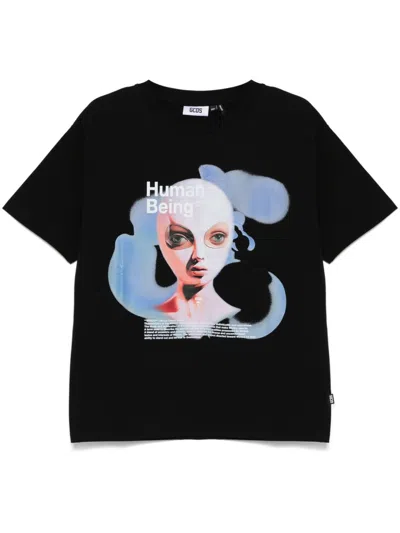 Gcds Human Being T-shirt In Black