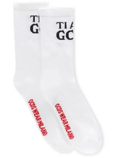 Gcds Ti Amo Mid-calf Socks In White