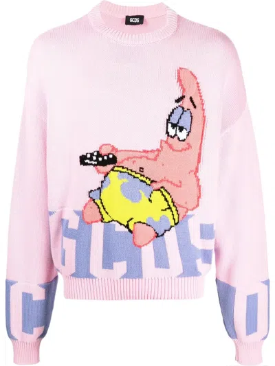 Gcds Illustration-print Jumper In Pink & Purple