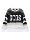 Gcds Intarsia-knit Logo Cotton Sweatshirt In White